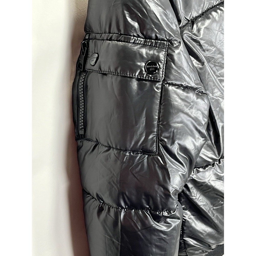 Madden Girl Women's Black Puffer Hooded Coat Size XS Winter Chic Zip Away Hood - Picture 10 of 12